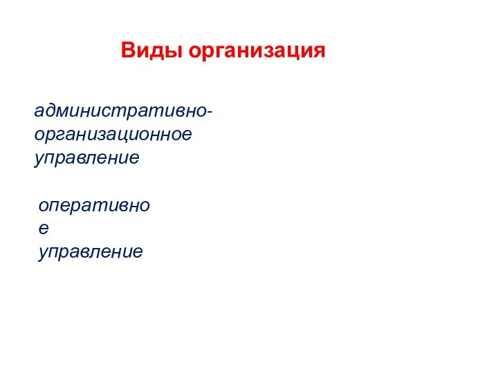 Виды организация административно-организационное управление оперативное управление