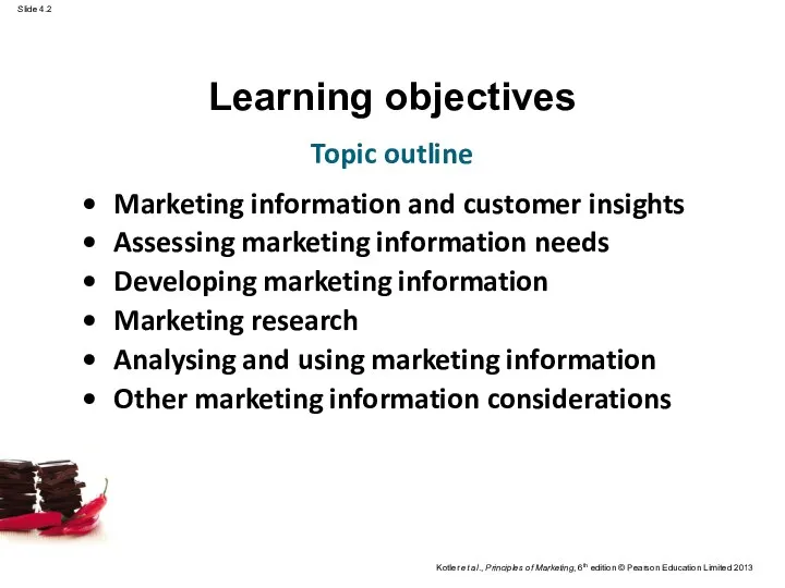 Learning objectives Marketing information and customer insights Assessing marketing information needs