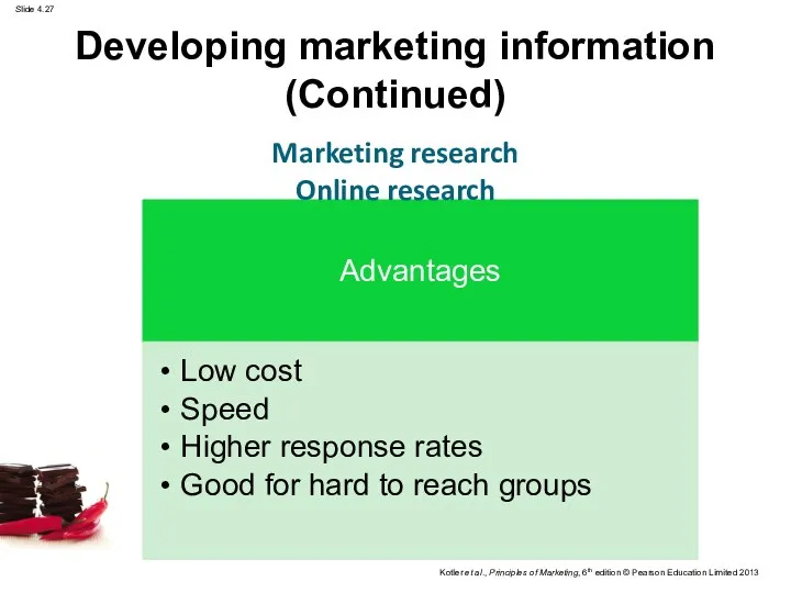 Marketing research Online research Developing marketing information (Continued)