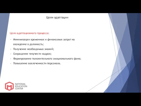 Цели адаптации Цели адаптационного процесса: Минимизация временных и финансовых затрат на