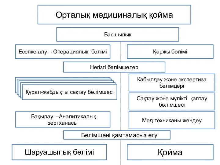 Орталық медициналық қойма Басшылық Қаржы бөлімі Есепке алу – Операциялық бөлімі