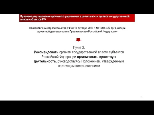 Правовое регулирование проектного управления в деятельности органов государственной власти субъектов РФ