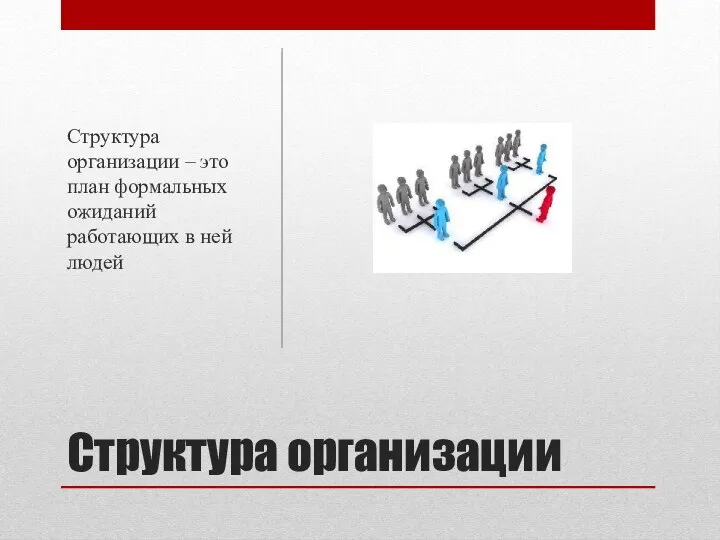 Структура организации Структура организации – это план формальных ожиданий работающих в ней людей