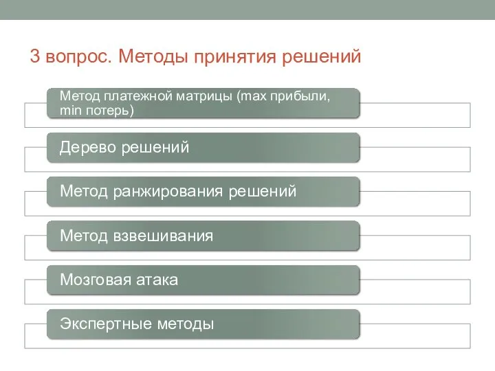 3 вопрос. Методы принятия решений