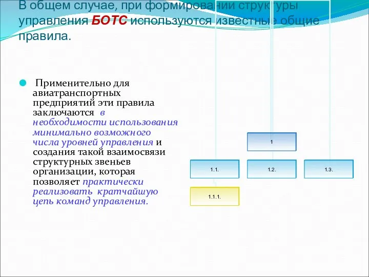 В общем случае, при формировании структуры управления БОТС используются известные общие