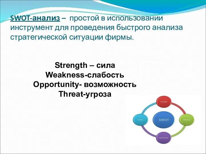 SWOT-анализ – простой в использовании инструмент для проведения быстрого анализа стратегической