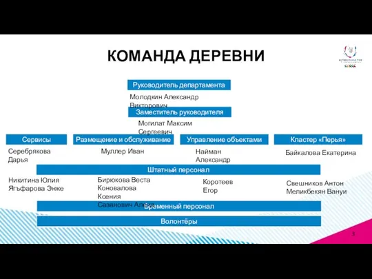 КОМАНДА ДЕРЕВНИ Молодкин Александр Викторович Могилат Максим Сергеевич Серебрякова Дарья Муллер