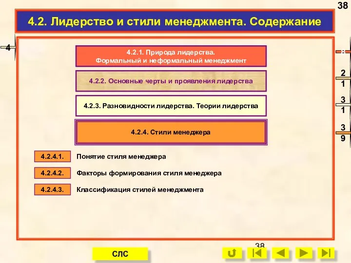 4.2. Лидерство и стили менеджмента. Содержание 4.2.4.1. 4.2.4.2. 4.2.4.3. Понятие стиля