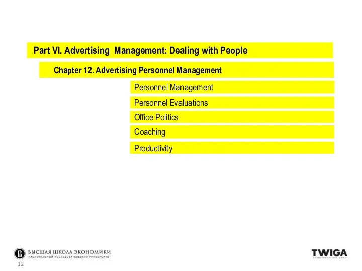 Part VI. Advertising Management: Dealing with People Personnel Management Chapter 12.