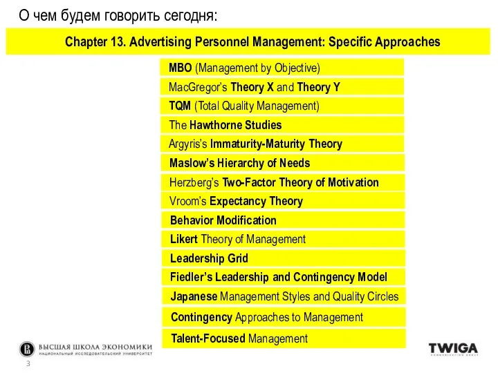 О чем будем говорить сегодня: MBO (Management by Objective) MacGregor’s Theory