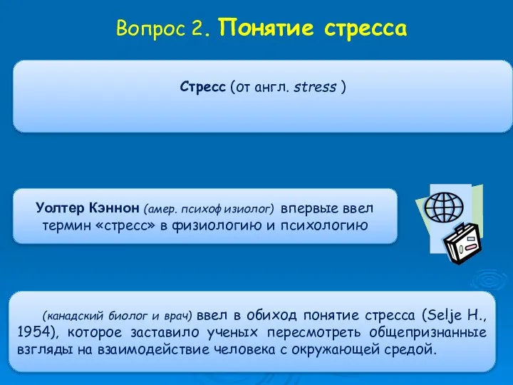 Вопрос 2. Понятие стресса Стресс (от англ. stress ) Уолтер Кэннон