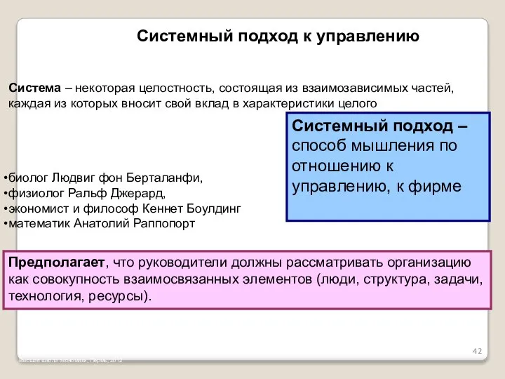 Высшая школа экономики, Пермь, 2012 Системный подход к управлению Система –