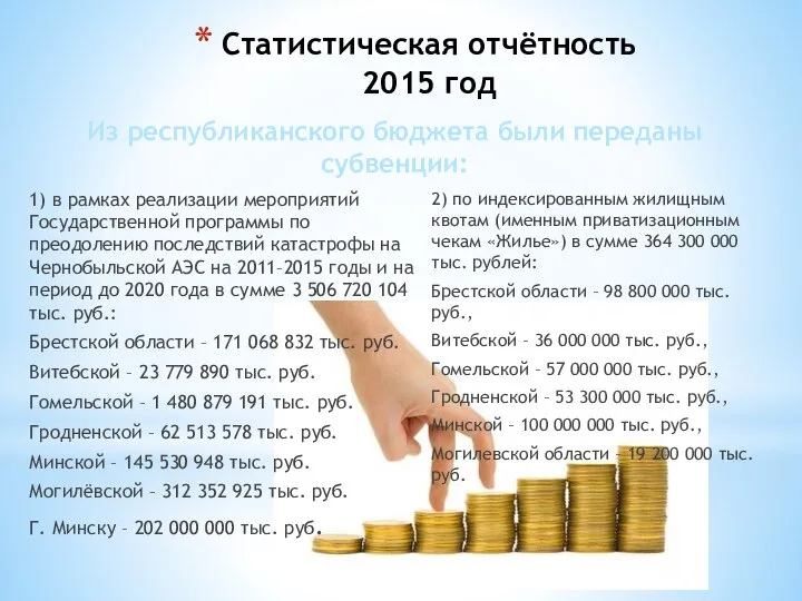 Статистическая отчётность 2015 год 1) в рамках реализации мероприятий Государственной программы