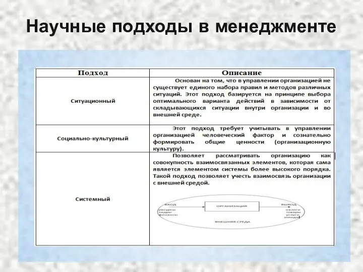 Научные подходы в менеджменте