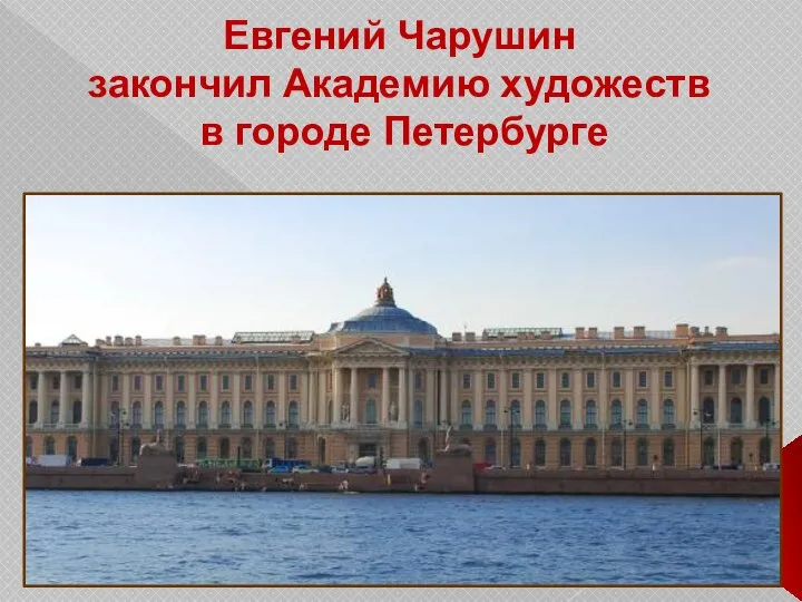 Евгений Чарушин закончил Академию художеств в городе Петербурге