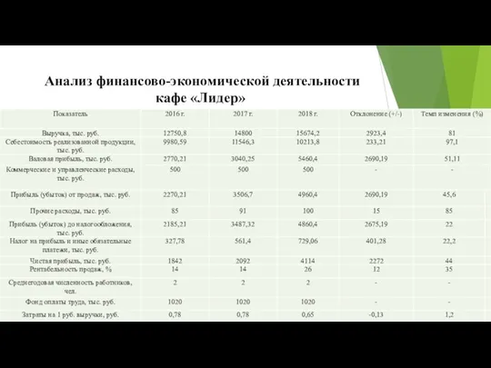 Анализ финансово-экономической деятельности кафе «Лидер»