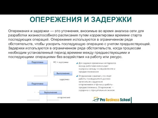 ОПЕРЕЖЕНИЯ И ЗАДЕРЖКИ Опережения и задержки — это уточнения, вносимые во