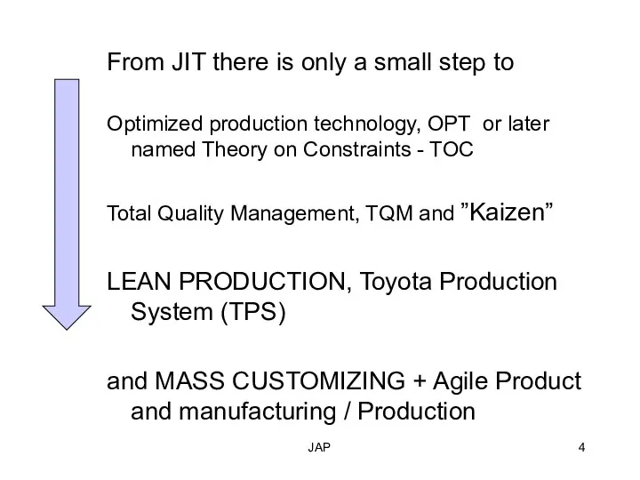 JAP From JIT there is only a small step to Optimized