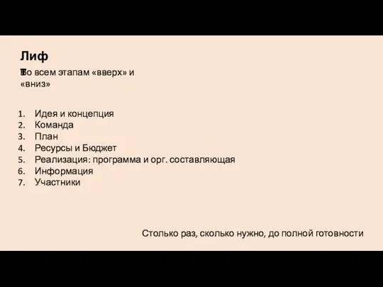 Лифт Во всем этапам «вверх» и «вниз» Столько раз, сколько нужно,