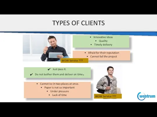 TYPES OF CLIENTS Just pass it. Do not bother them and