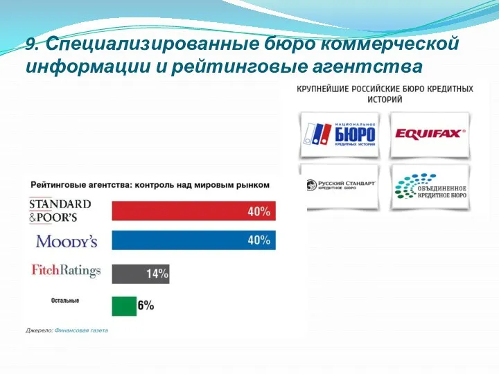 9. Специализированные бюро коммерческой информации и рейтинговые агентства