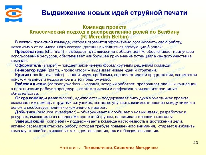 Консалтинговая компания ТСМ Наш стиль – Технологично, Системно, Методично Команда проекта