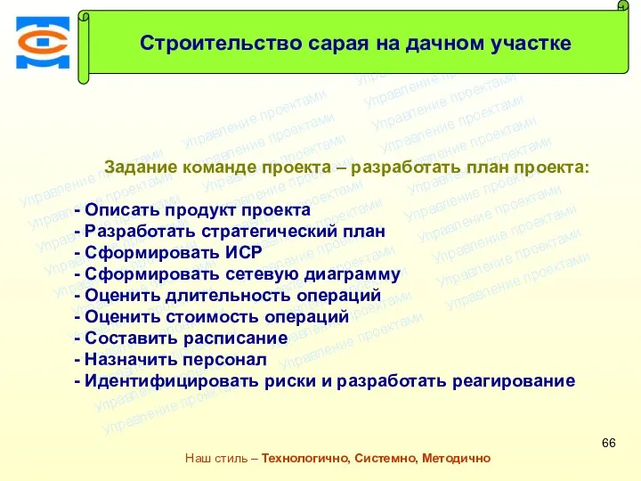 Консалтинговая компания ТСМ Наш стиль – Технологично, Системно, Методично Задание команде