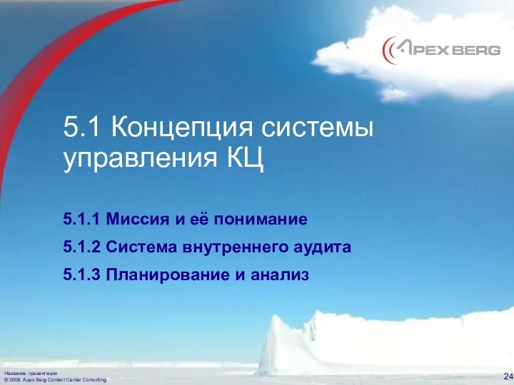 5.1 Концепция системы управления КЦ 5.1.1 Миссия и её понимание 5.1.2