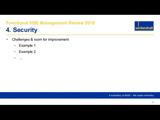 Functional HSE Management Review 2018 4. Security Challenges & room for