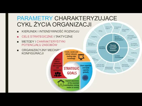 PARAMETRY CHARAKTERYZUJĄCE CYKL ŻYCIA ORGANIZACJI KIERUNEK I INTENSYWNOŚĆ ROZWOJU CELE STRATEGICZNE