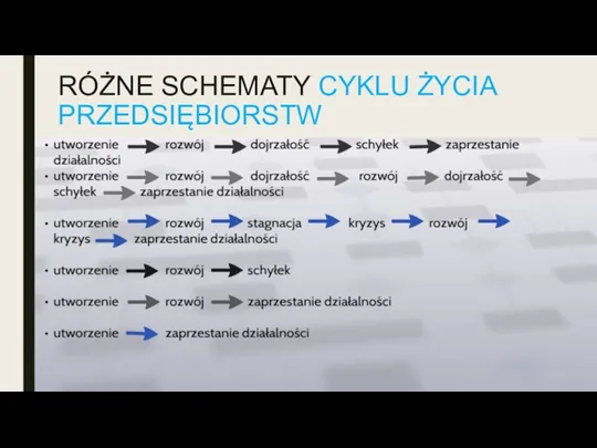 RÓŻNE SCHEMATY CYKLU ŻYCIA PRZEDSIĘBIORSTW