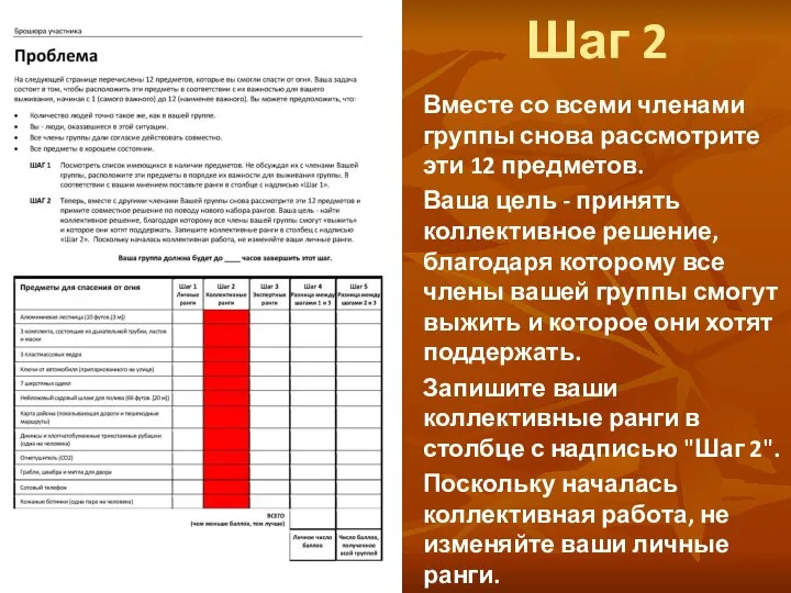 Шаг 2 Вместе со всеми членами группы снова рассмотрите эти 12