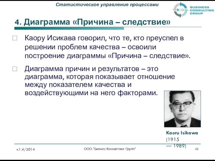 4. Диаграмма «Причина – следствие» Каору Исикава говорил, что те, кто