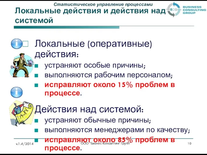 Локальные действия и действия над системой Локальные (оперативные) действия: устраняют особые