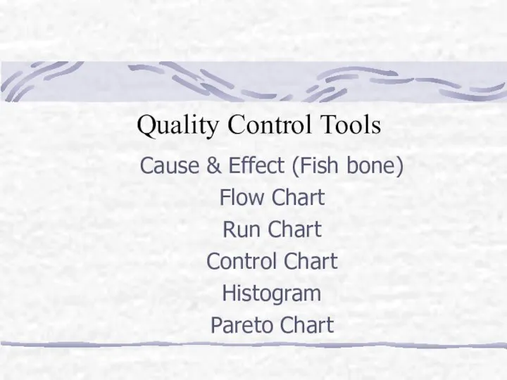 Quality Control Tools Cause & Effect (Fish bone) Flow Chart Run