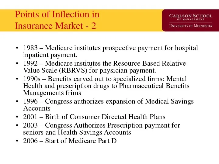 Points of Inflection in Insurance Market - 2 1983 – Medicare