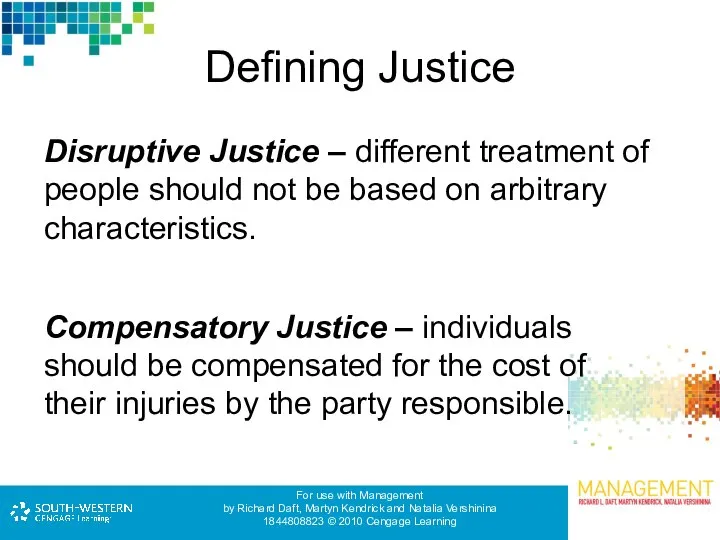 Defining Justice Disruptive Justice – different treatment of people should not