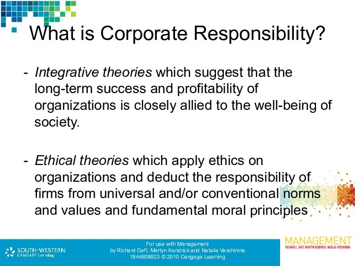 What is Corporate Responsibility? Integrative theories which suggest that the long-term