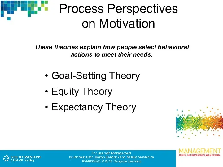 Process Perspectives on Motivation Goal-Setting Theory Equity Theory Expectancy Theory These