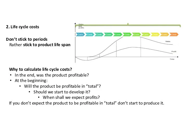 2. Life cycle costs Don’t stick to periods Rather stick to