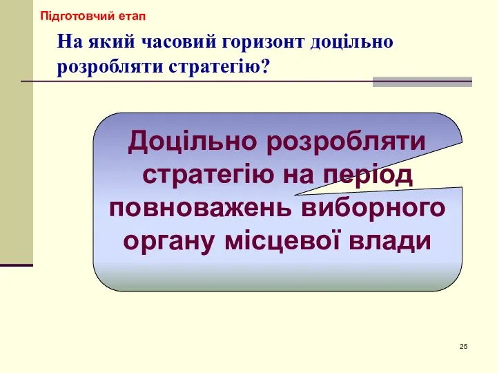 На який часовий горизонт доцільно розробляти стратегію? Доцільно розробляти стратегію на