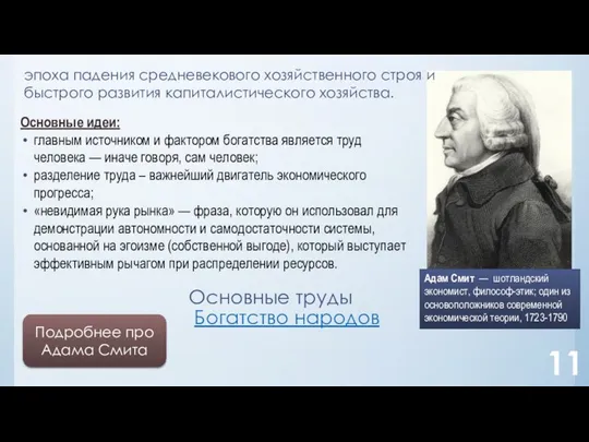 11 Адам Смит — шотландский экономист, философ-этик; один из основоположников современной