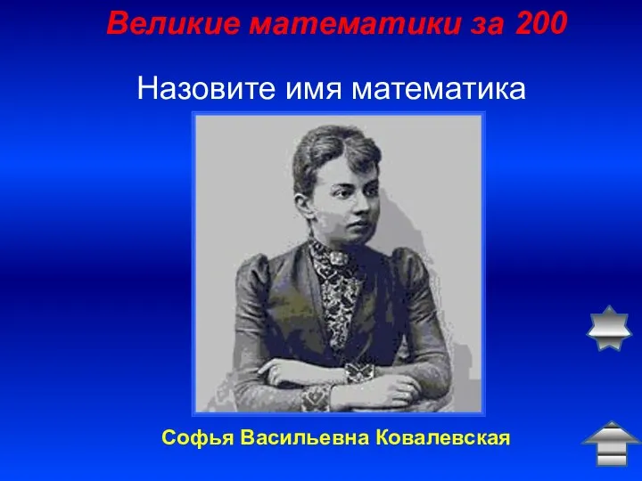 Великие математики за 200 Назовите имя математика Софья Васильевна Ковалевская