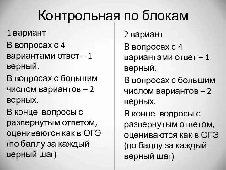 Контрольная по блокам 1 вариант В вопросах с 4 вариантами ответ