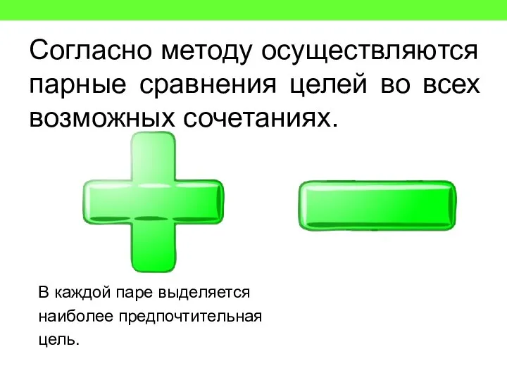 Согласно методу осуществляются парные сравнения целей во всех возможных сочетаниях. В