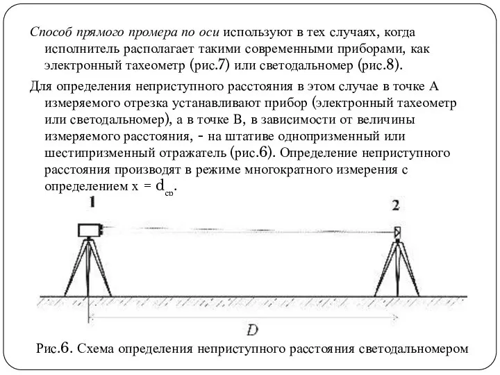 Способ прямого промера по оси используют в тех случаях, когда исполнитель