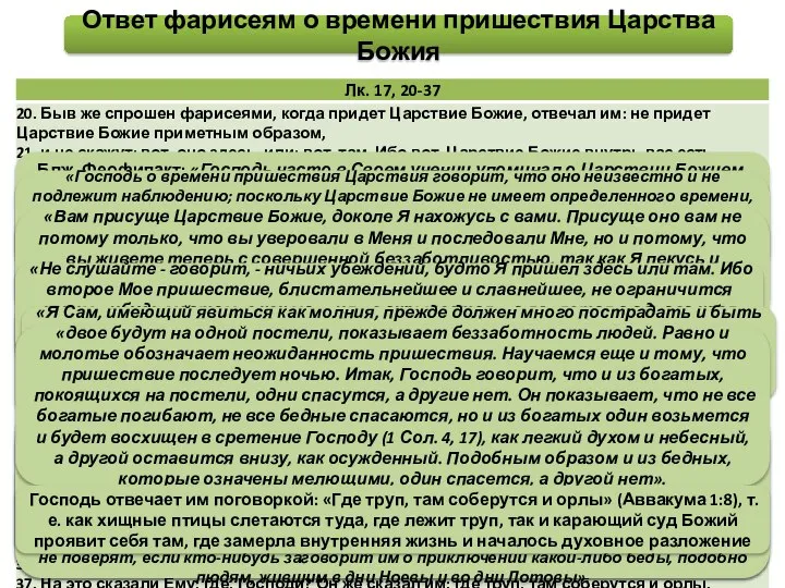 «Евангелист Матфей (Мф. 24) говорит, что все это Господь сказал о