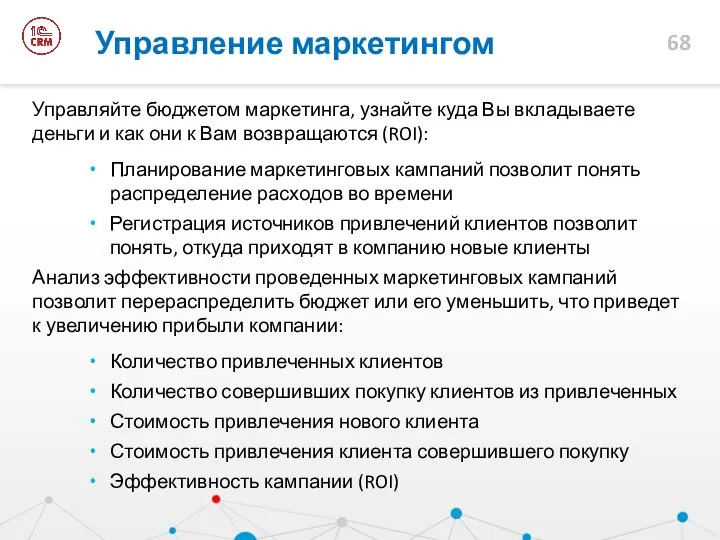 Управляйте бюджетом маркетинга, узнайте куда Вы вкладываете деньги и как они