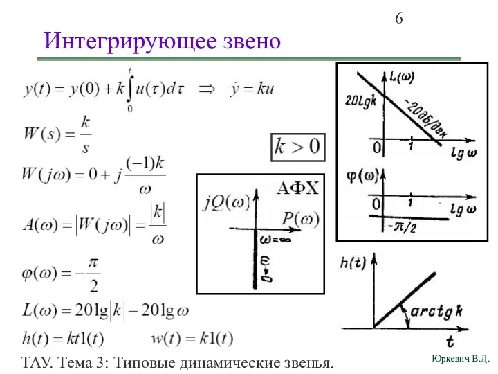 ТАУ. Тема 3: Типовые динамические звенья. Интегрирующее звено