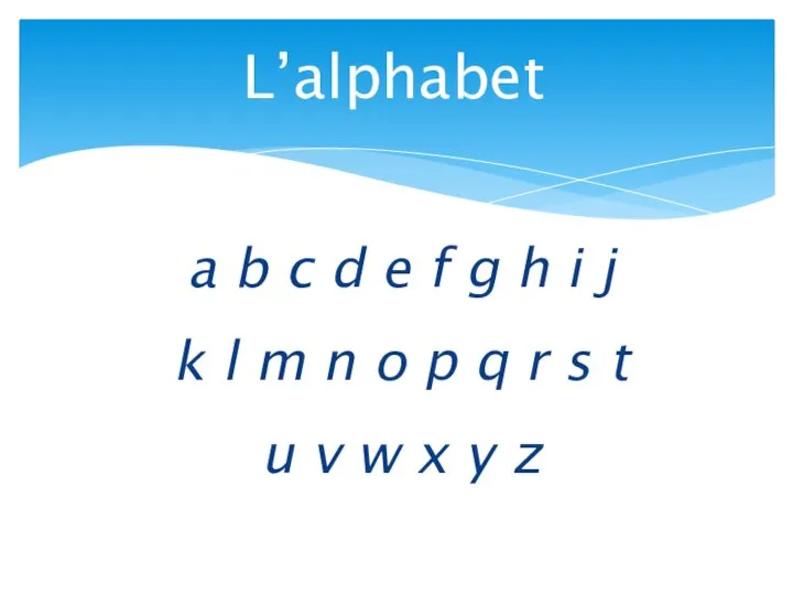 L’alphabet a b c d e f g h i j